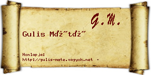 Gulis Máté névjegykártya